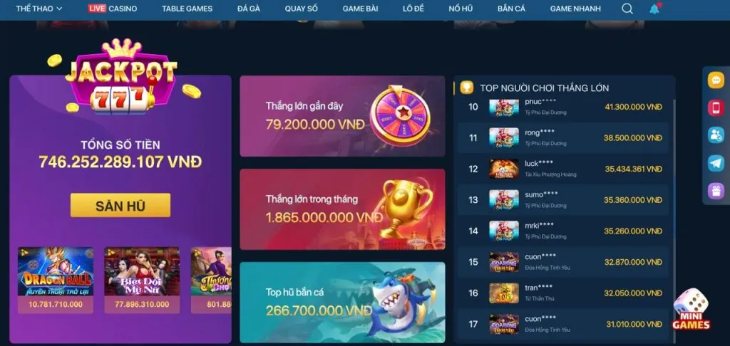 Các trò chơi nổ hũ phổ biến